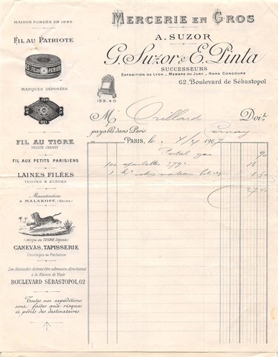 1907 mercerie gros suzor - 1907, en
