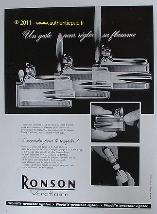 Publicite briquet ronson - briquet,