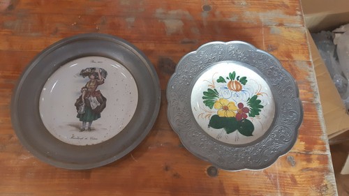 Assiette etain porcelaine - etain,