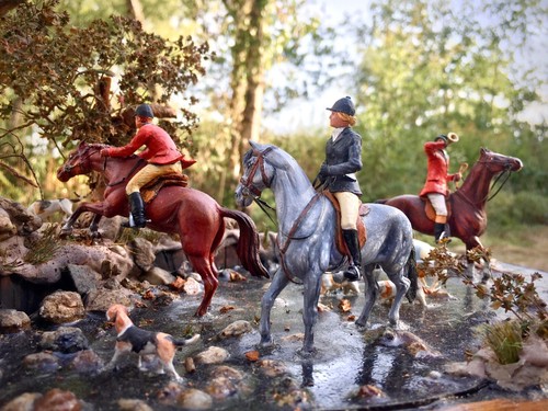Diorama scène chasse à - de,