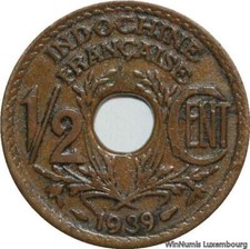V9178 French Indochina 1/2 Cent RF 1939 Paris ->Make offer