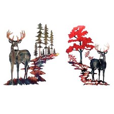 Cerf bois métal mur art