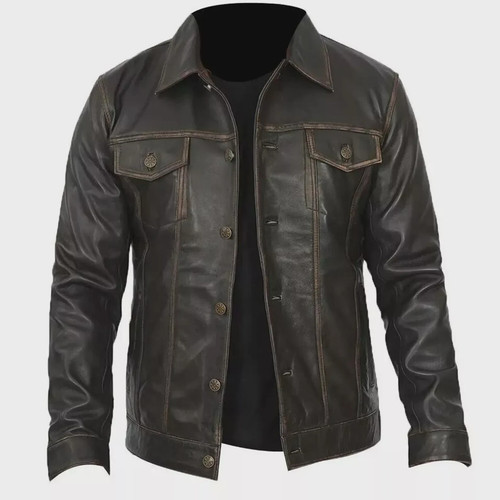 Veste camionneur homme cuir