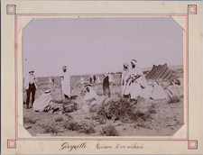 Algérie, El Bayadh, Portrait d'hommes cuisant un méchoui, Vintage print, ci