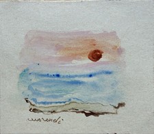 Aquarelle Originale Couche De Soleil Art Moderne Giorgio Morandi Italie