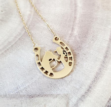 Collier cheval passion équitation acier inoxydable plaqué or pour femme et fille