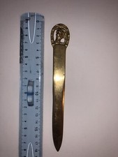 Coupe papier Ouvre lettre Laiton Tete de Cheval Ancien Antique Vintage Etrier