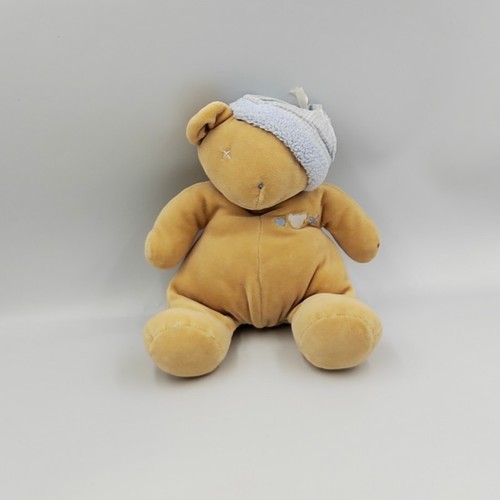 Doudou ours beige bonnet bleu