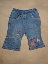 Pantalon jean rembourré et brodé bébé fille 6 mois - BE