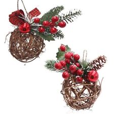 Noël Suspendu Boule Rotin