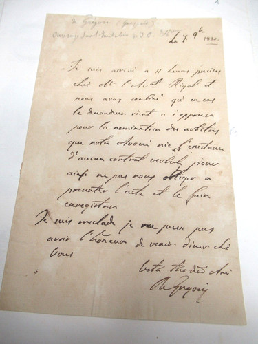 Gaspard gregory autographe - de,