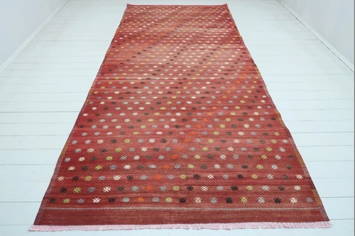 Tapis ancien laine brodée - ancien,