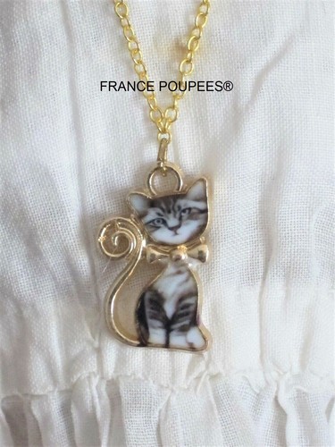 Collier pendentif chat gris - pendentif,