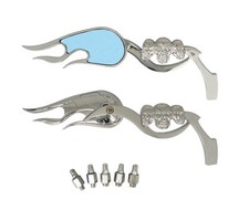 Retroviseur Chrome Tête de mort Skull 3D moto trike - mirror motorcycle flamme