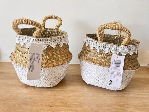 Panier pliable bohème jonc - en,