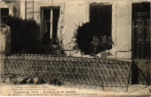 Cpa meaux obus allemand dans - meaux,