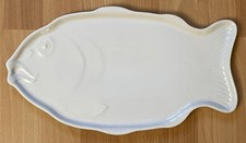 ? Plat à poisson en Faïence blanche – vintage, décor poisson