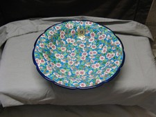 Coupe Longwy émaux décor floral multicolore signée années 1950 fleur pommier