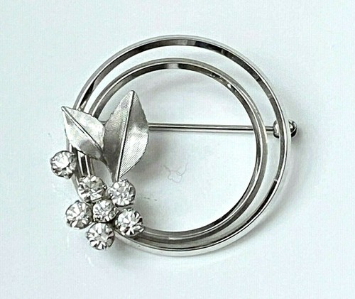 Broche vintage argenté signé - vintage,