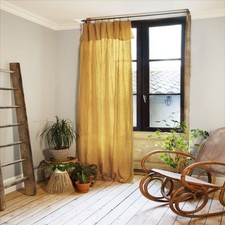 Rideau Ajustable 140x300 cm Gaze de Coton Safran