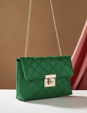 Sac À Main À Bandoulière Vert Kaki En Similicuir Femme Épaules Chainette Doré Or