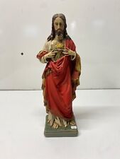 Ancienne statue de jesus christ sacré cœur en plâtre la tête a été recoller