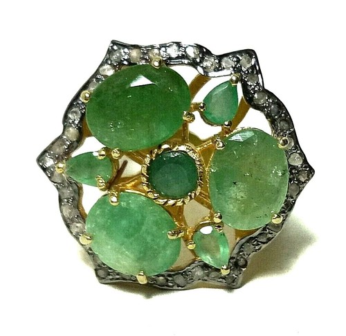 Bague diamant pavé - bague, Émeraude