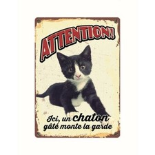 Plaque métal vintage "Ici un