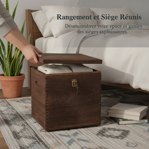 Coffre marron bois avec - marron,