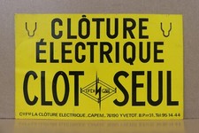 Ancienne plaque alu industrielle "CLOTURE ELECTRIQUE" déco indus atelier loft
