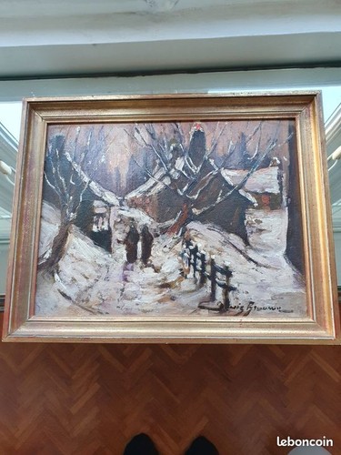 Tableau village sous neige - sous,