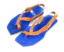 SS 2011 BERNHARD WILLHELM X CAMPER TOGETHER runway tan & blue leather sandals