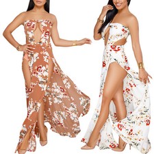 Global Femme Grenouillère Floral Jupe Voilé Élégant Costume Neuf DL-2272