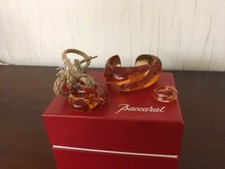 Lot ensemble bijoux en cristal de Baccarat couleur ambre (3 articles)