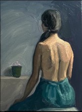 Tableau Huile Portrait Femme Nu féminin Impressionniste XXème