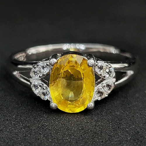 Bague ovale jaune argent - bague,