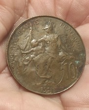 Rare France pièce de 10 Centimes Dupuis 1921 TTB-