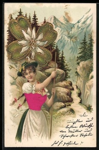 Carte postale femme costume - carte,