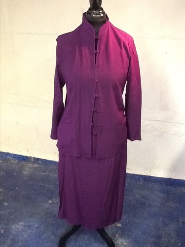 Purple vintage silk ensemble - vintage,
