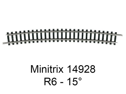 Trix rail courbe - r6, 15°