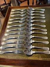 12 couverts , christofle, modèle filet, métal argenté début XX S, initiales