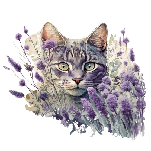 Stickers chat lavande - x,