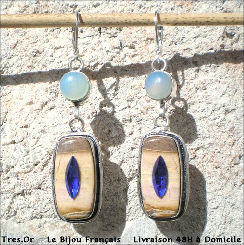 Boucles oreille jaspe - d'oreille,
