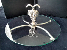 Plateau à fromage en verre et métal argenté