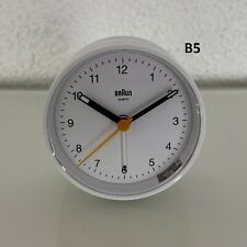 Réveil rond Blanc Braun silencieux et à éclairage, BC12W