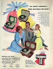 PUBLICITE ADVERTISING  1957   TEPPAZ  éléctrophone