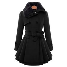 Manteau Femme Évasé à Col Fausse Fourrure avec Ceinture - Chic et Élégant