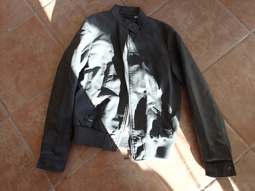 Blouson parka gris effet - parka, cuir