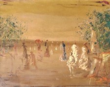 Huile Sur Papier Expressionniste Du Peintre  Sylvain Vigny/  Tons Orientalistes