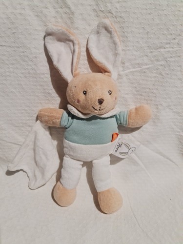 Doudou peluche lapin bleu - lapin, et